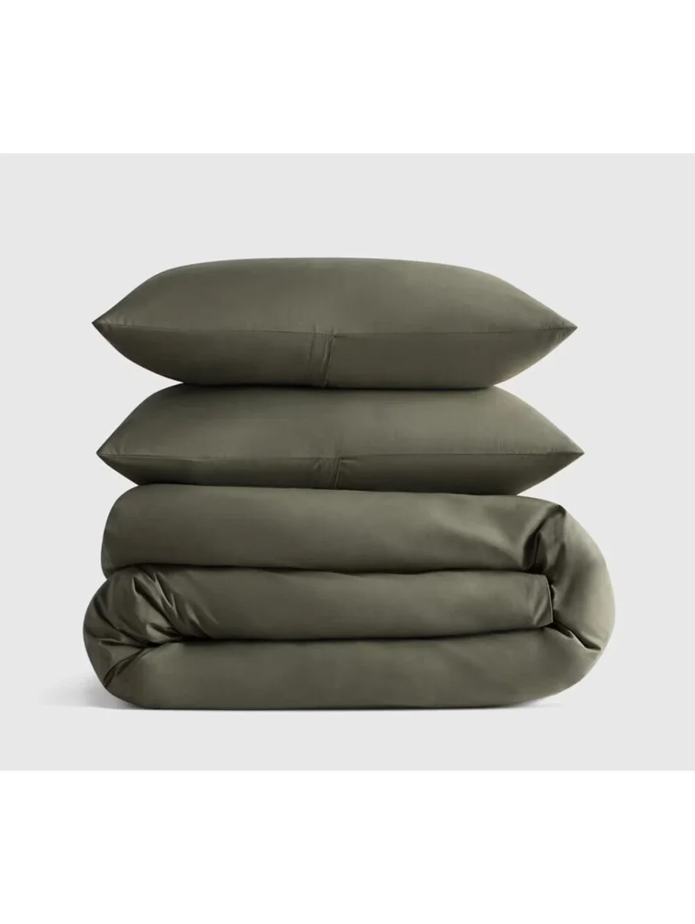 Quince Organic Crisp Percale Duvet Cover Set King Cal King Dusty Olive NWOT